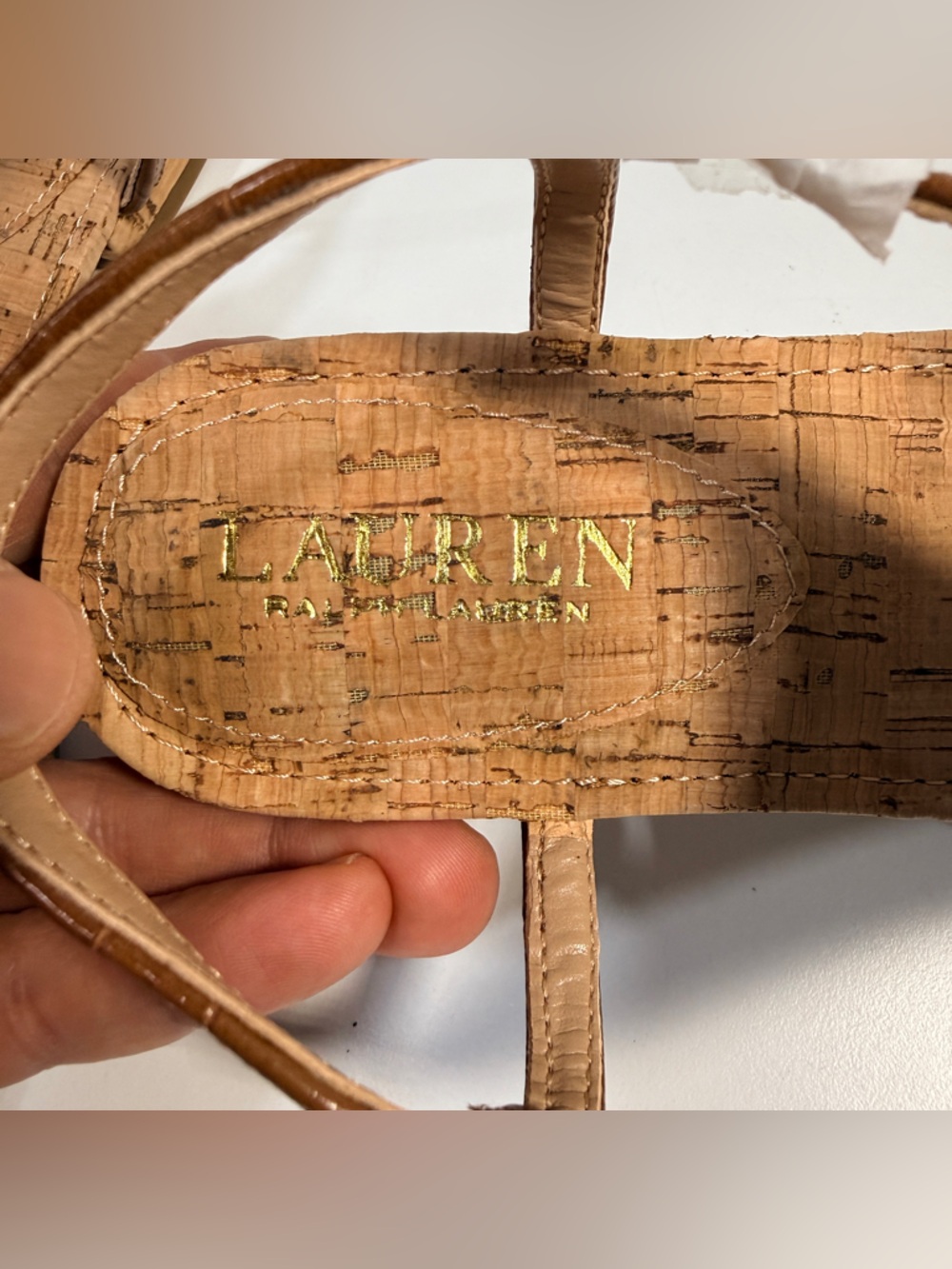 Ralph Lauren Ellington Brown Leather Thong Slingback Sandals Women’s Size 8.5 - Picture 2 of 13